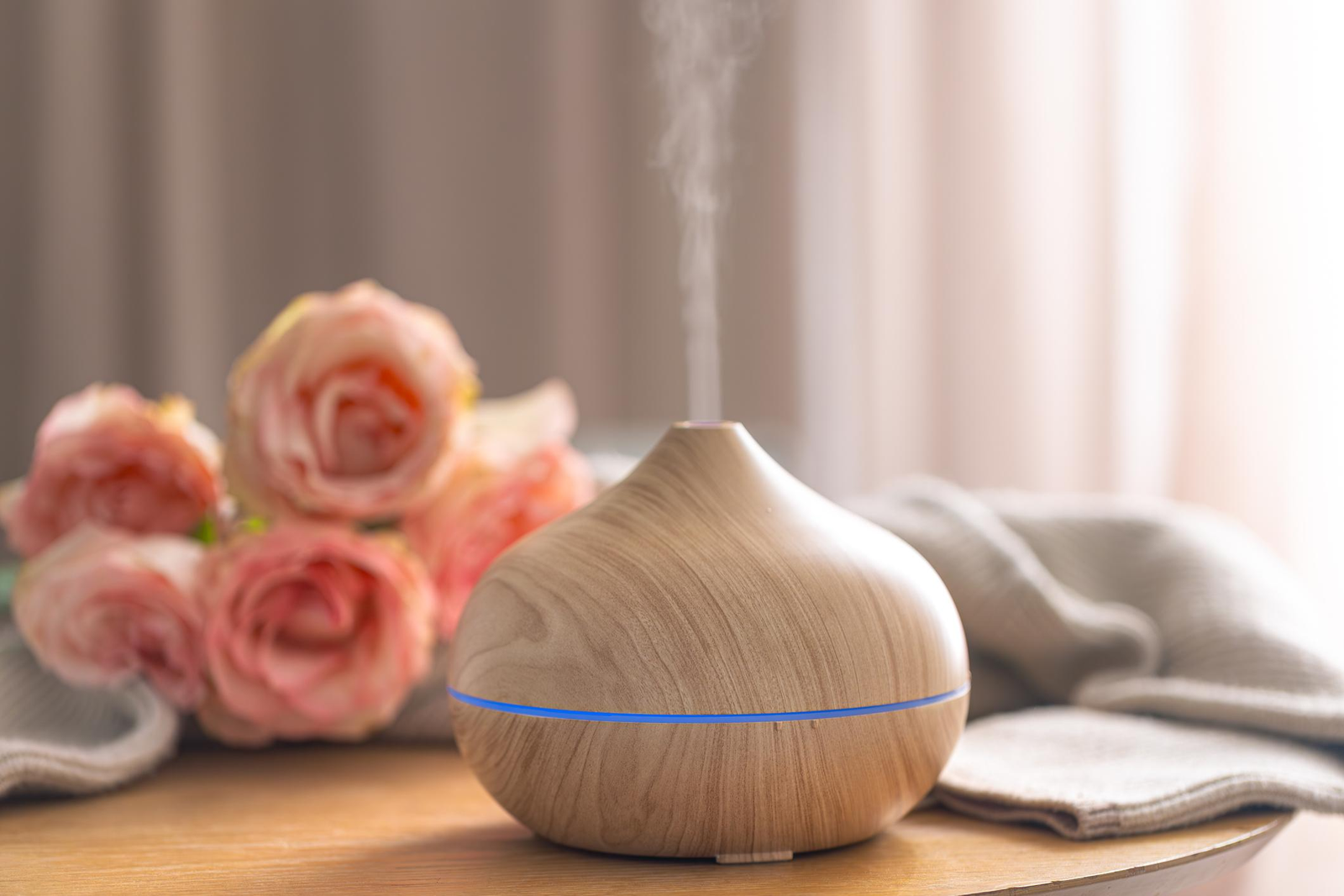 Fragrant essential oils and diffuser creating a pleasant aroma in the spa