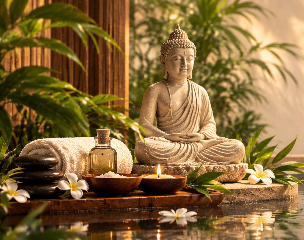 Calm spa treatment room at Harmony Ganga Spa